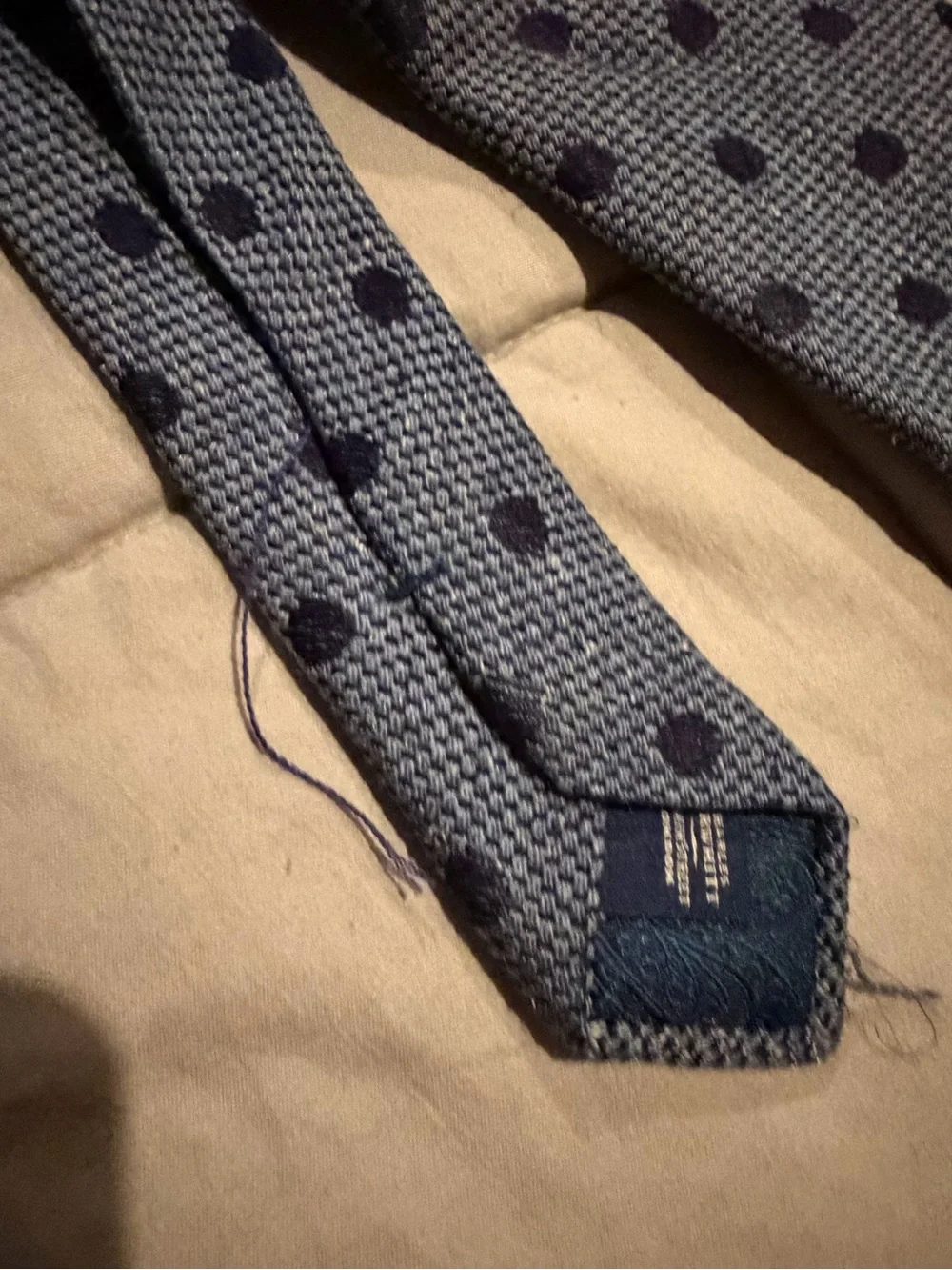 Charles Tyrwhitt Light Blue Knit Tie with Navy Polka Dots